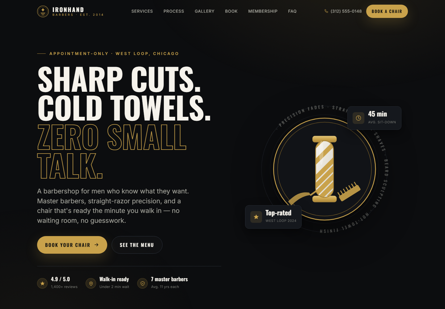 Barbershop landing page