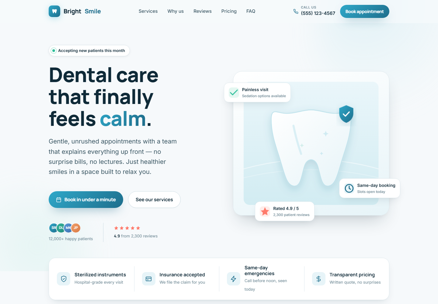 Dental clinic landing page